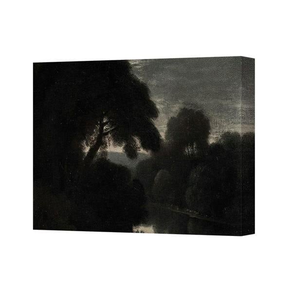 Benjamin Tate Design Moody Dark Landscape Canvas Art Print With Forest River Scene