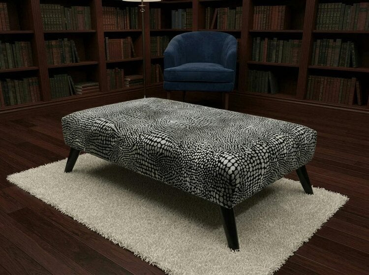 ISTOOLS Premium Leopard Print Ottoman Bench – Fabric Footstool & Coffee Table (Non-Storage) - 36 x 24 Inches (92 x 61cm)
