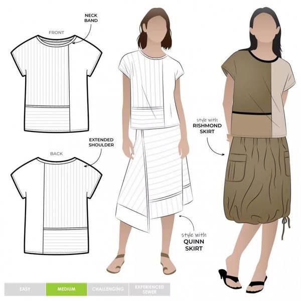 Style Arc Sewing Pattern Quinn Top - Tops for Women - Intermediate