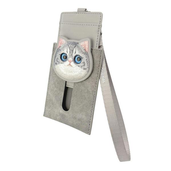Nimmy Friends Nimmy Big Eye Cute Pet Silver Shaded Cat Face Card Sleeve Holder Grey - N-XDY-KT-023