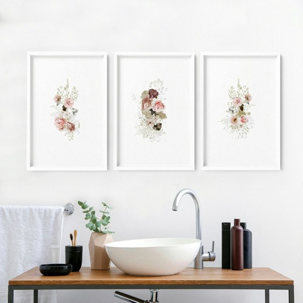 Bathroom chic prints | set of 3 framed wall art