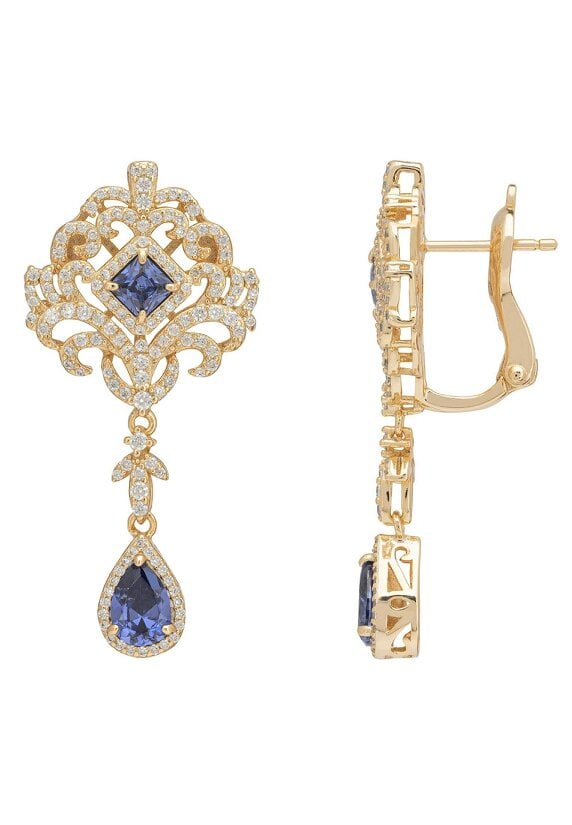 Latelita Claridge Drop Earrings Tanzanite Gold