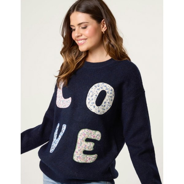 Blue Vanilla Embroidered Love Design Jumper