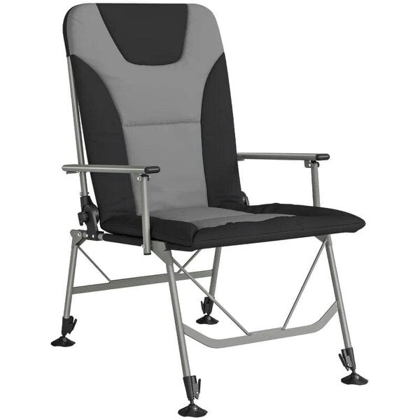 Camping Chair Padded Reclining Folding Chair with Wide Armrests for Adults Black