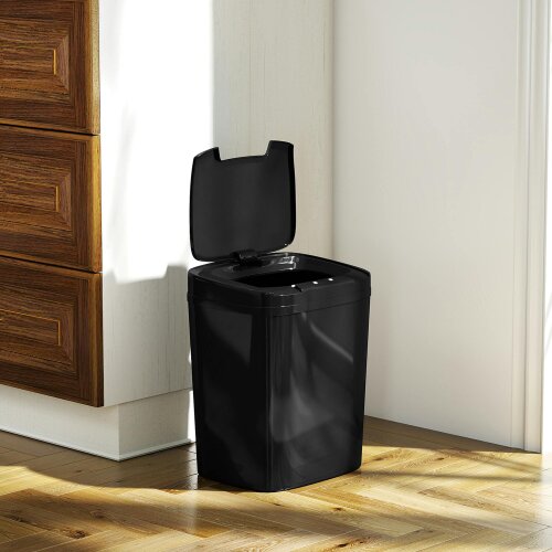HOMCOM 15L Sensor Bin, Automatic Touchless Kitchen Bin, Battery Operated - Black - 27.6 x 21.4 x 33.5 cm - ABS, PP