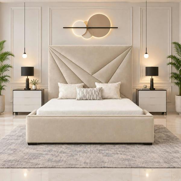 Paradise Beds Arvella Luxury Upholstered Bed Frame with tall Headboard