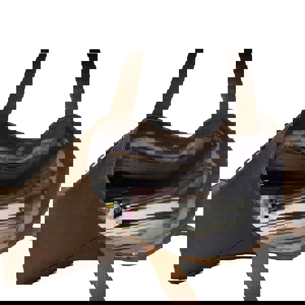 Assots London 'CORDER' Tan Pebble Grain Real Leather Oversized Tote Bag