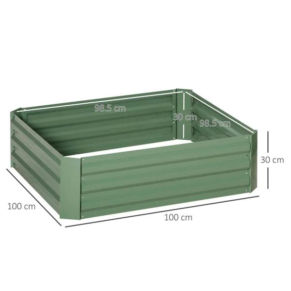 Green raised garden bed planter box set of 2, 100 x 100 x 30 cm