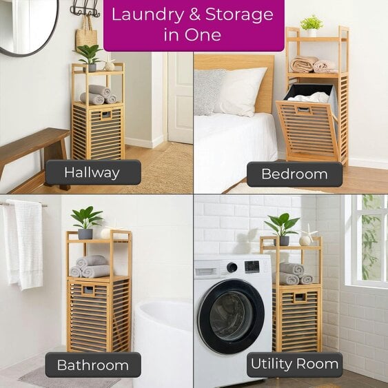 Neo Direct Neo Bamboo Tilt Out Laundry Hamper with 2 Tier Shelves