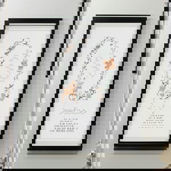 Personalised Memento Company Personalised Woodland Initial Black Poster Frame