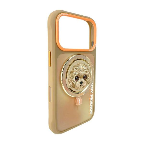 Nimmy Friends Nimmy Big Eye Cute Pet Poodle Dog Face Case with Detachable MagSafe Grip for iPhone 17 Pro 6.3" Brown Orange - N-XDY-CXZJZH-IP17-PRO-014