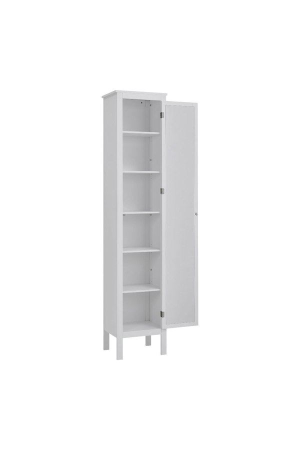 Living and Home White Slim Tall Cabinet with Mirror Door