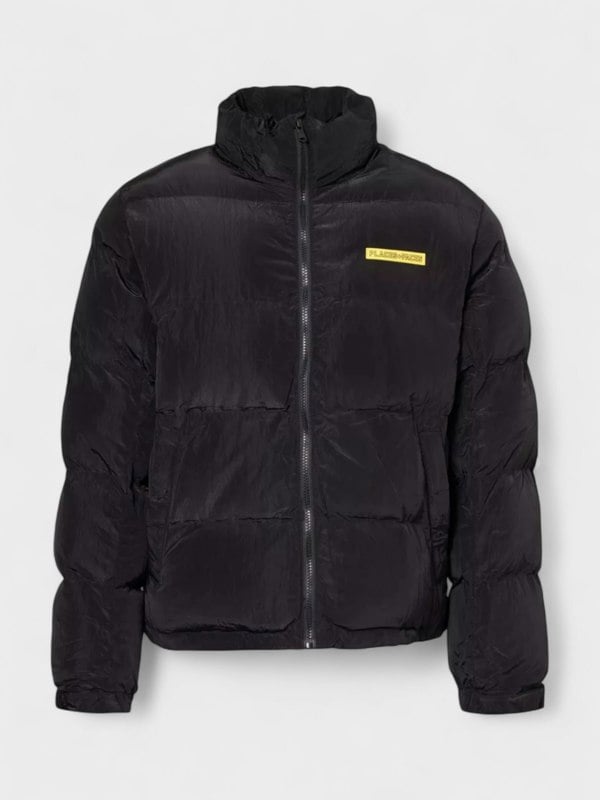 PLACES+FACES Places + Faces High Neck Woven Blend Down Puffer Black - Mens