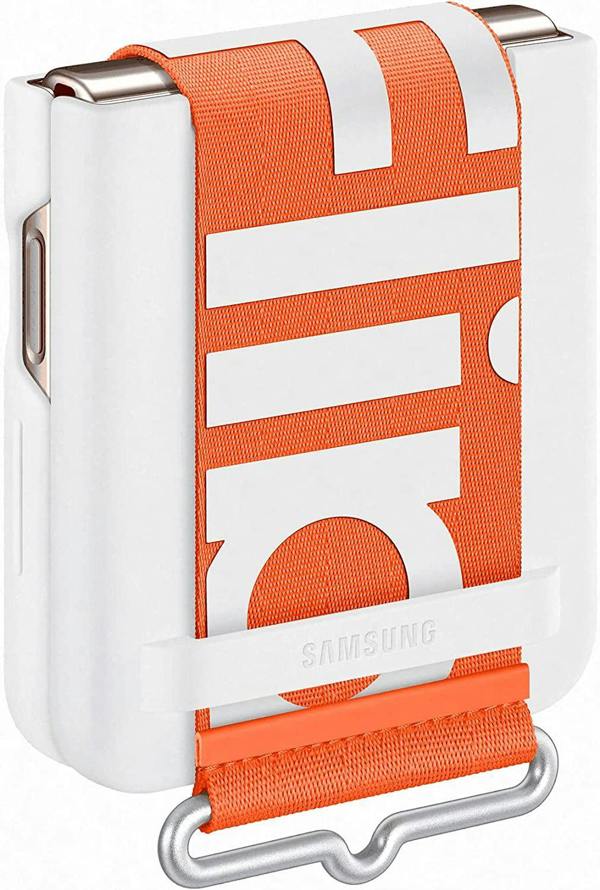 Samsung Galaxy Z Flip 4 Silicone Cover with Strap White - EF-GF721TWEGWW