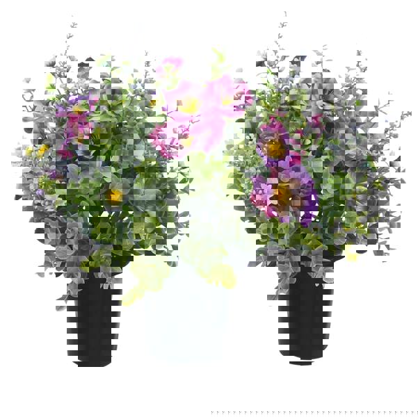 Memorials Direct Premium Artificial Grave Flowers – 25cm Pink Pansy With Lavender & Daisy | Memorial Vase Pot