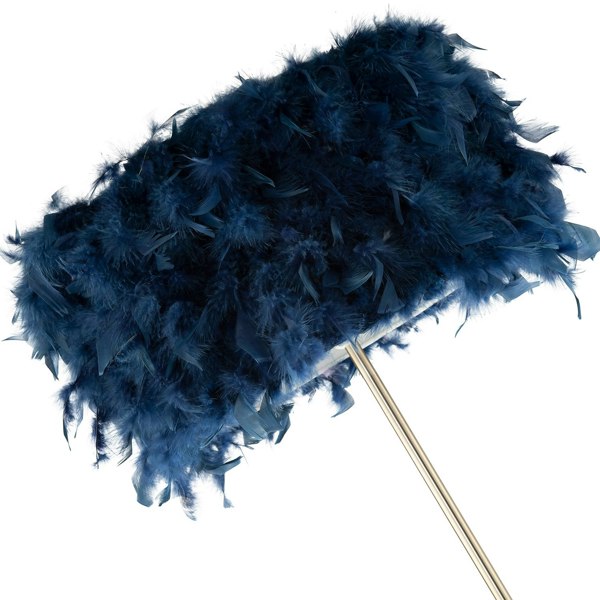 Modern and Chic Midnight Blue Feather Floor Lamp with Satin Nickel Plated Base Image 3