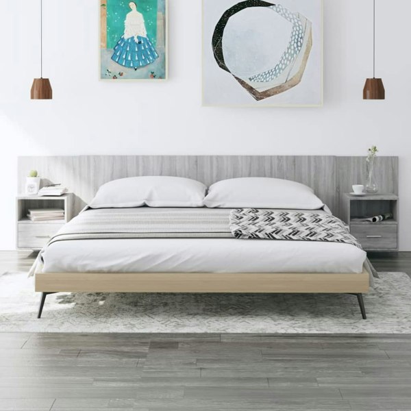 Berkfield Bed Headboard with Cabinets Grey Sonoma Engineered Wood
