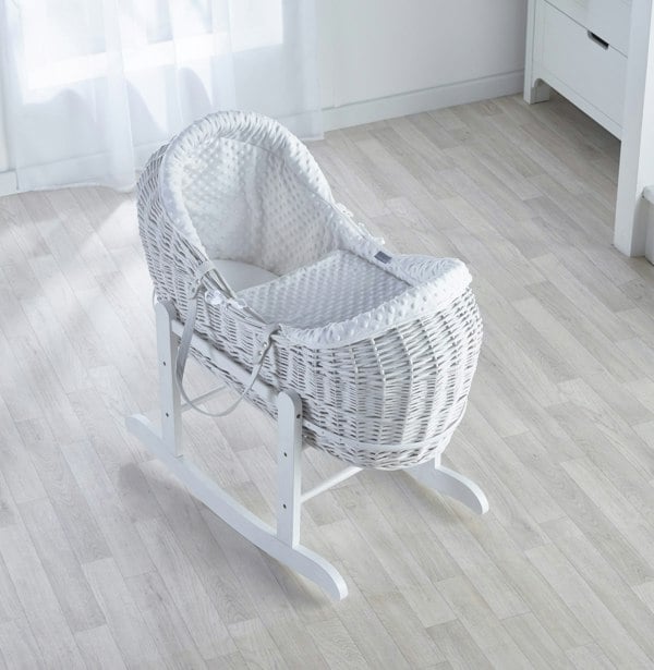 Kinder Valley White Dimple White Wicker Pod Moses Basket