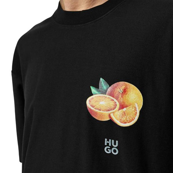 Hugo Mens Orange Crew Neck Regular T-Shirt - Black - 