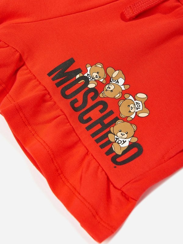 Moschino Kids Moschino Girls Teddy Logo Shorts in Red