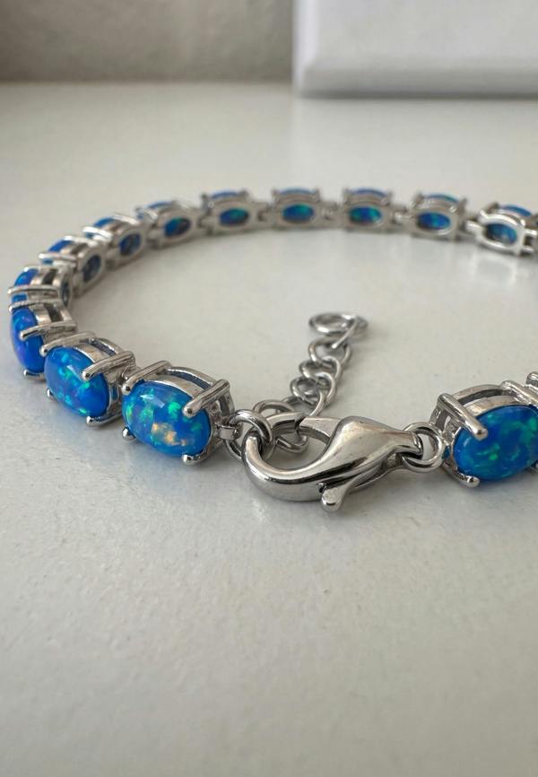 Latelita Blue Opal Tennis Bracelet Silver