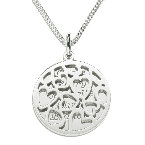 Christopher James of London Sterling Silver Hearts Pendants With Personalised Disc & Chain