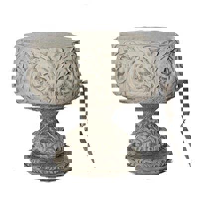 Pair of Large Leaf Design Garden Vases