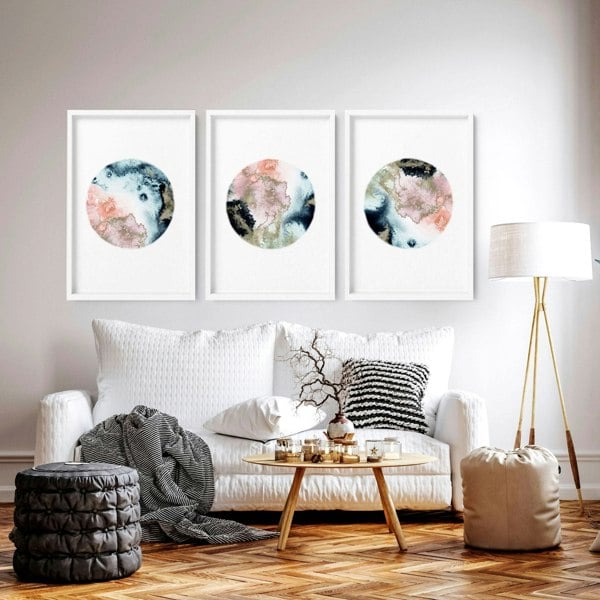 Phases of the moon print | set of 3 wall art for living room