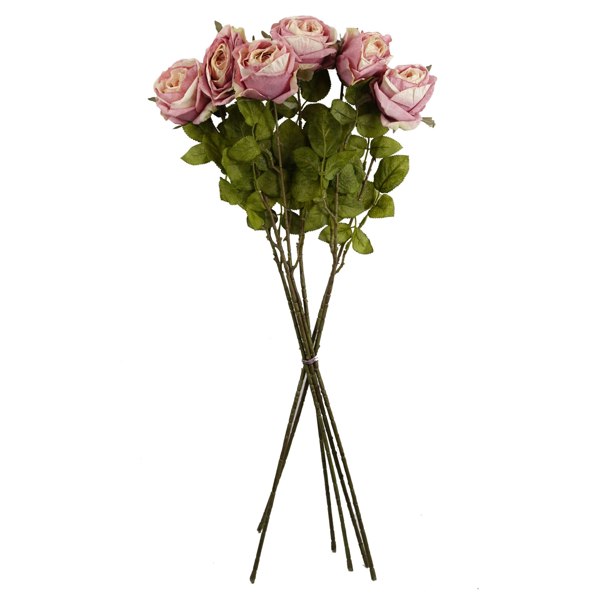 Leaf Pack of 6 x 70cm Artificial Light Pink Rose