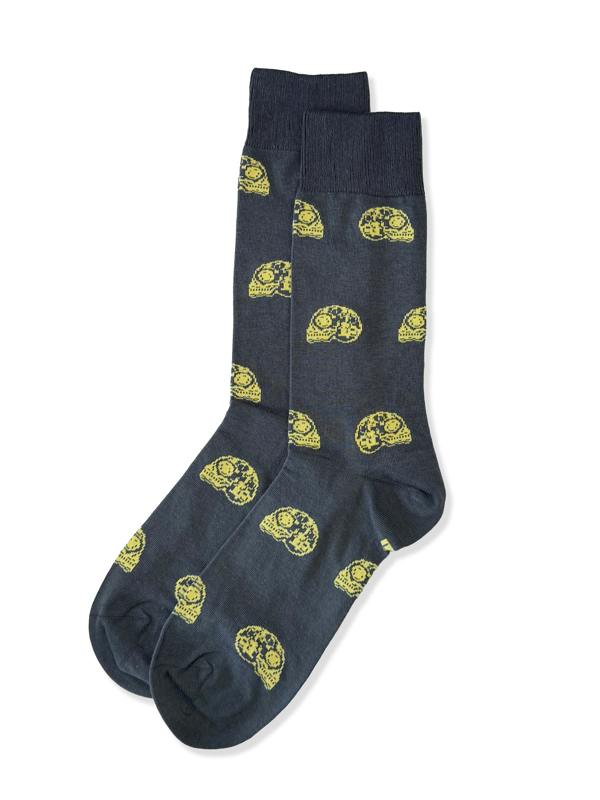 Jemsox Mexican Skulls (Grey) Premium Pattern Socks | Cotton-Rich Socks by Jemsox