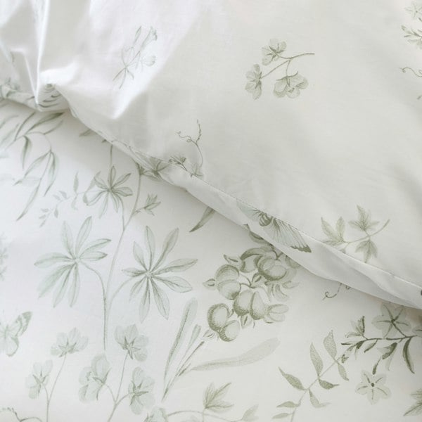 Bianca Thea Floral 200 Thread Count Cotton Reversible Duvet Cover Set Green
