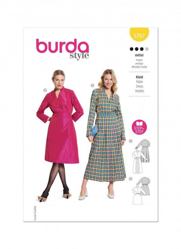 Burda Sewing Pattern 5767 Dresses For Women, 10-22 (36-48) - Intermediate
