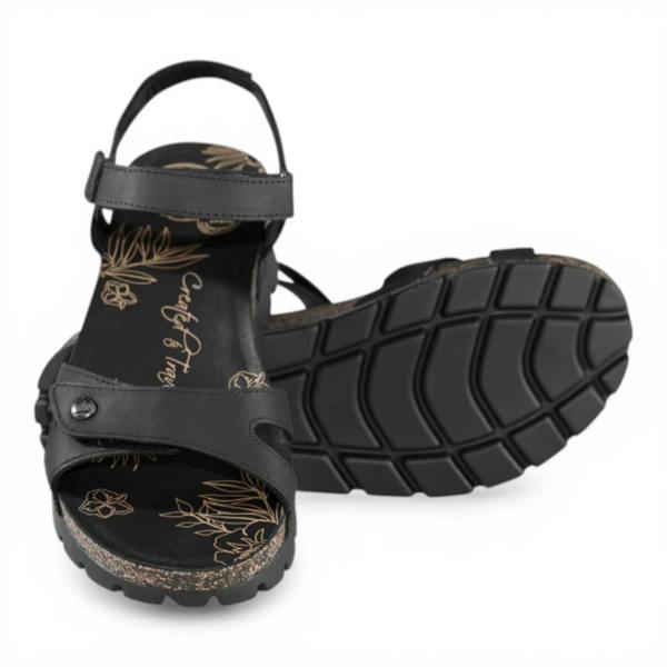 Panama Jack Sulia B2 - Women's Wedge Black Leather Platform Sandals
