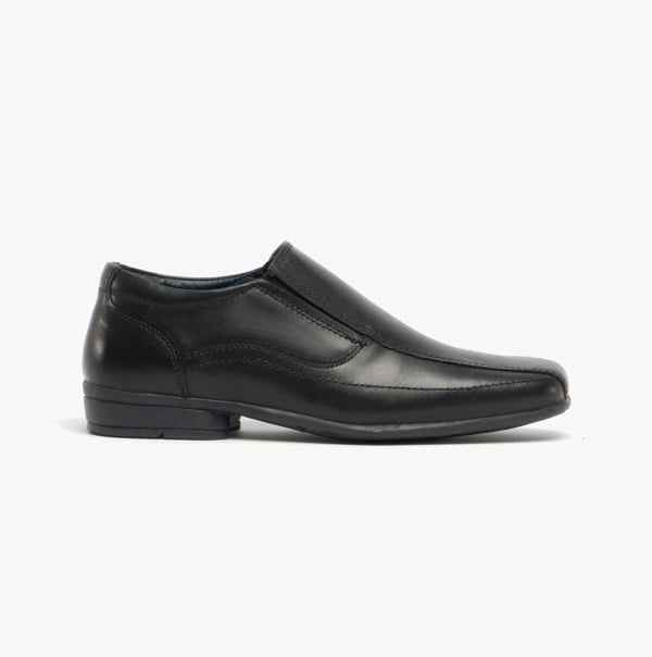 Roamers RONNY Boys Leather Slip On Shoes Black