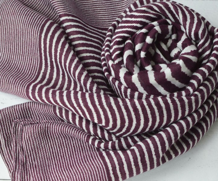 Antonia York Striped Scarf | Clara Mulberry Purple and White Large Soft Light Weight Scarf or Sarong