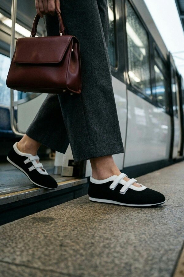 ikrush Elowen Contrast Two Strap Flat Pumps