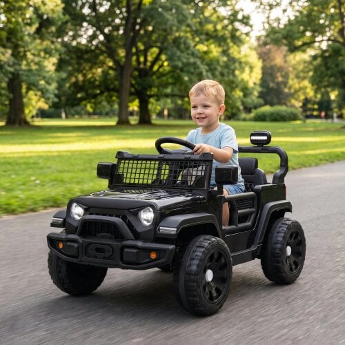 AIYAPLAY 12V Electric Car for Kids with Remote Control, Dual Motors, Black