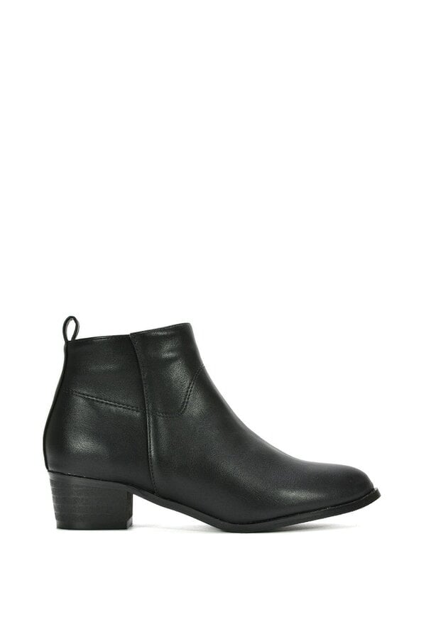 XY LONDON Zip Up Cowboy Ankle Boots With Low Block Heel
