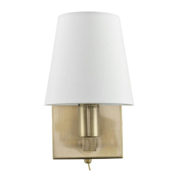 Sleek Bedside Wall Light in Antique Brass with Toggle Switch and Shade Image 5