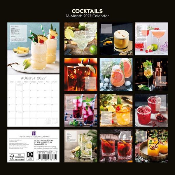 Cocktails Calendar 2027, Wall Calendars, Month To View, Lifestyle, Gift