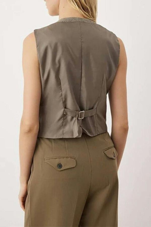 WOVCOR Woven Vest with Satin Back Detail