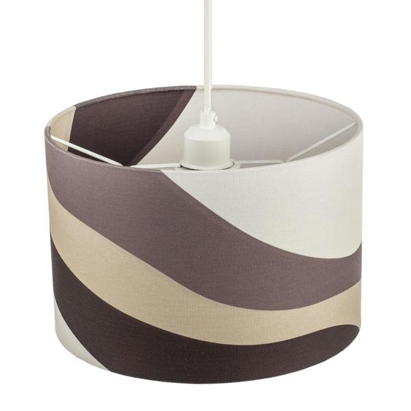 Taupe and Brown Linen Lamp Shade with Inner and Outer Wavy Design Image 4