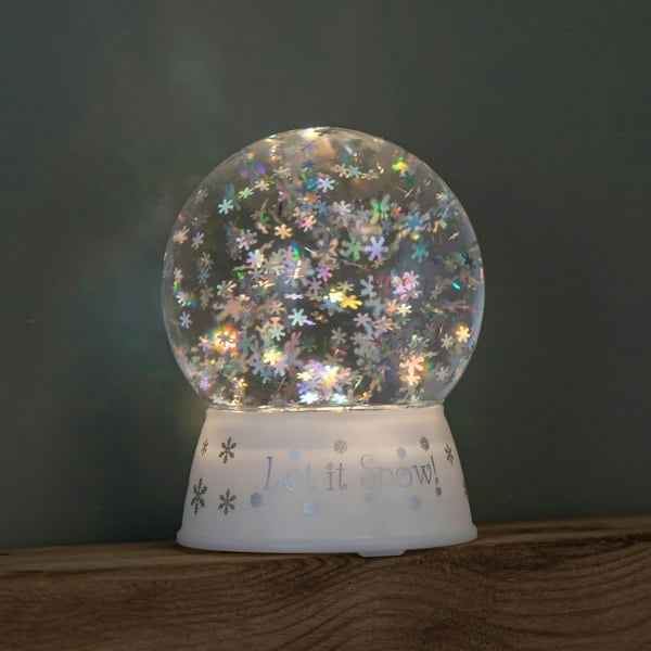 Samuel Alexander 15cm Dual Powered Light up White Christmas Snowflake Water Spinner Globe with LEDs