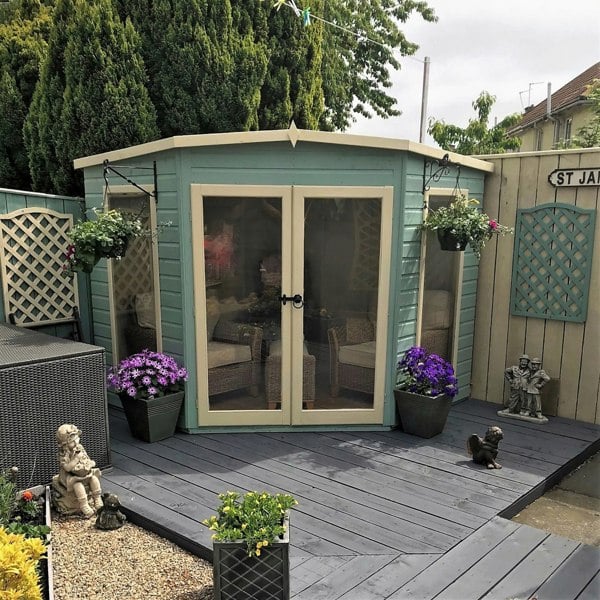 Shire Barclay 8x8 Corner Summerhouse 12mm Interlock Cladding - Best Shed