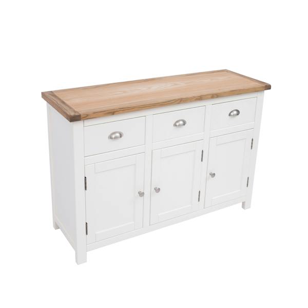 Cabinet Bits Lovere Off White 3 Drawer 3 Door Sideboard Chrome Cup Handle