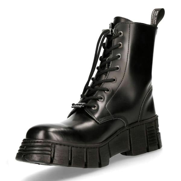 New Rock Boots Leather Ankle Tower Biker Boots-M-WALL026N-C5