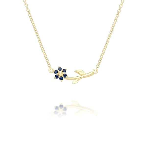 Gemondo Floral Vine Sapphire Necklace in 9ct Yellow Gold