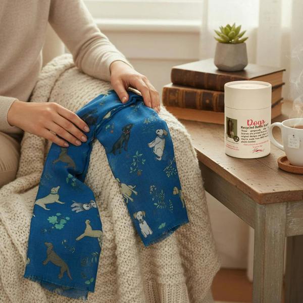 Art on Scarves Recycled Bottle Scarf - Dogs