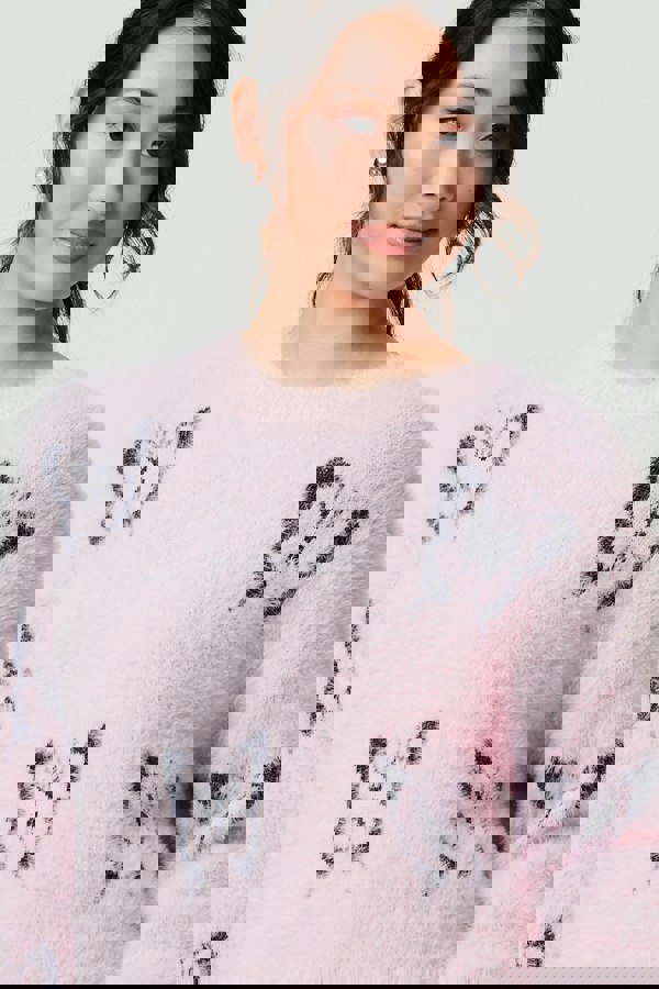 Pink | Butterfly Print Soft Texture Jumper
