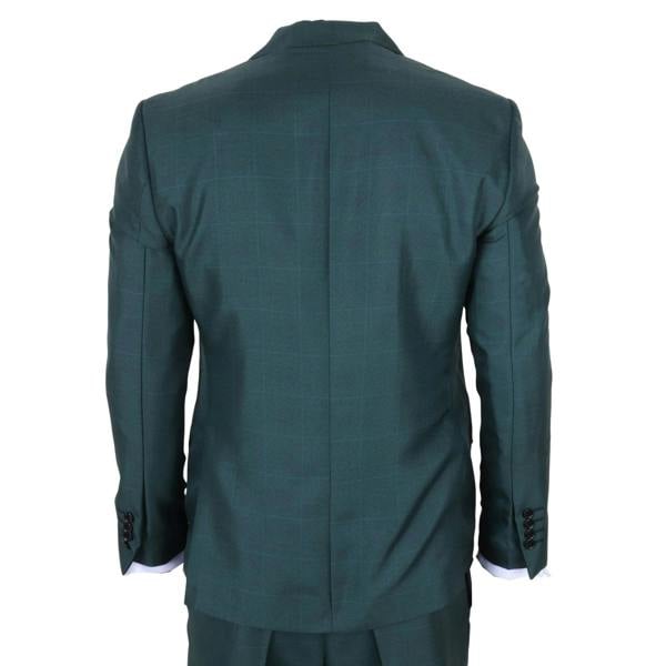 TruClothing IM52 - Men's Green Check 3 Piece Tailored Fit Suit